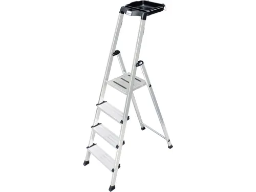 trapladder,eenzijdig,5treden,bordes m. antislip elementen,balk L 1,8m