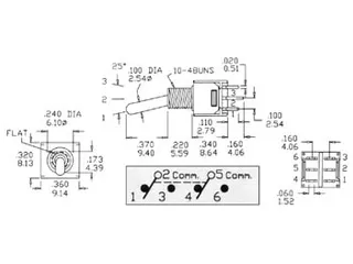 Verticale Subminiatuur Tuimelschakelaar Dpdt On-on Pcb/geen schroefdr. - 3