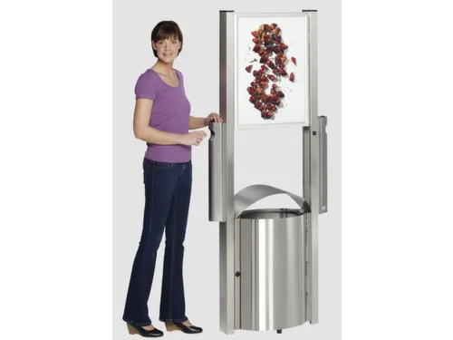 Afvalbak RVS 50 liter 800x480mm verzinkt 2asbakken reclamevlak