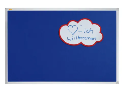 prikbord HxB 90x180cm opprikbaar bord vilt blauw frame aluminium