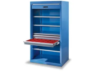 zwaarlast-roldeurkast,HxBxD 1950x1100x641mm,4xStalen bodem,lak RAL5010 - 2