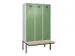 locker met bank,voor scheiding van kleding,HxBxD 2120x1200x815mm,3vak