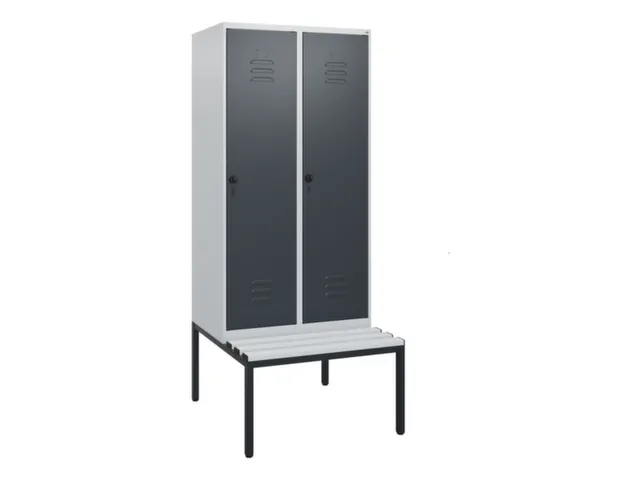 locker met bank,HxBxD 1950x800x815mm,2vak,vak B 400mm,draaigrendel