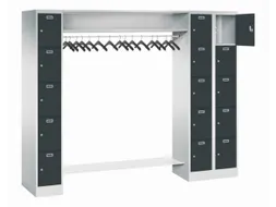 personeelsgarderobe cil.slot 1950x2250x500mm 3x5 vakken 300mm RAL7016