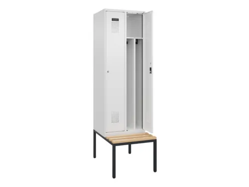 locker met bank,voor scheiding van kleding,HxBxD 2120x600x815mm,2vak