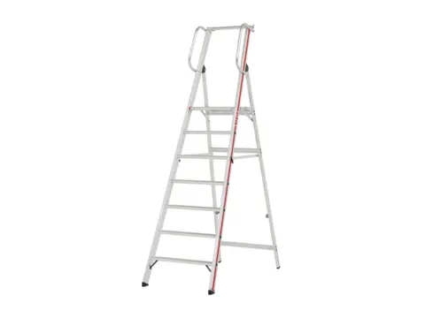platformladder,bordes HxBxD 1650x440x400mm,7treden,aluminium