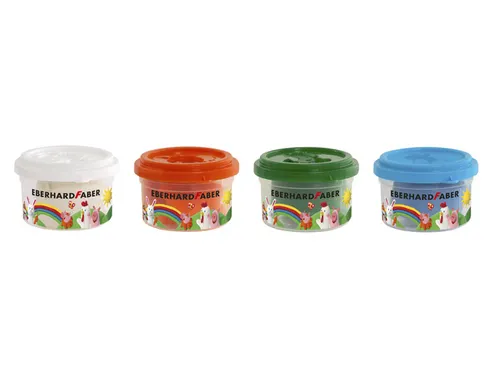 Kinderklei Eberhard Faber basic set 4bekers bekers á 50gr. Wit, oranj