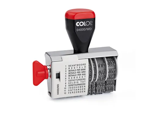 Woord-datumstempel Colop 04000 met 12 teksten zwart