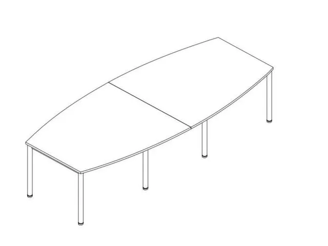 Table de conférence forme de fût 740x3200x1400mm BL-blanc 4 pieds
