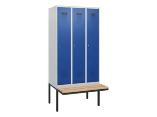 locker met bank,HxBxD 1950x900x815mm,3vak,vak B 300mm,cilinderslot - 2