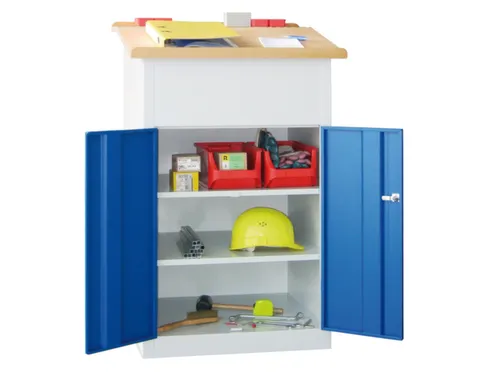 Massieve Lessenaarkast 1100/1200x700x600mm Ral 7035 Front Ral 5010