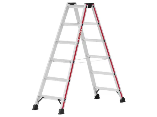 trapladder,beide zijden,2x7treden,Stand H 1,12m,balk L 1,79m,aluminium