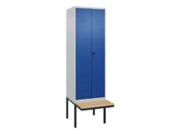 PBM-locker met bank,HxBxD 2120x600x815mm,2vak,vak B 300mm,draaigrendel