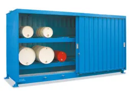 Stellingcontainer Gevaarlijke Stoffen Max. 16X200L Vaten Liggend