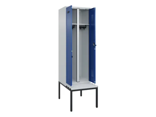 locker met bank,voor scheiding van kleding,HxBxD 2120x600x815mm,2vak