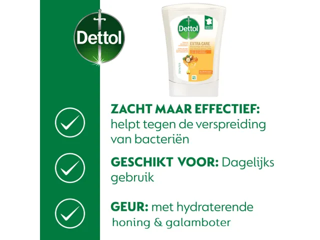 Dettol No Touch Handzeep Extra Care Honing & Galamboter vulling 250ml