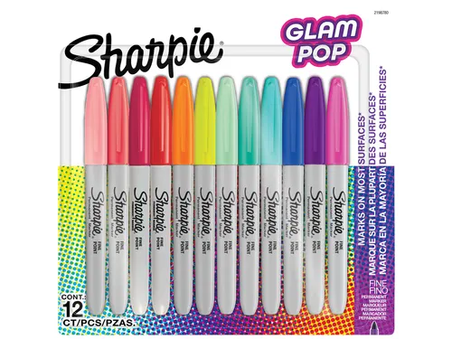 Viltstift Sharpie Glampop fijn assorti blister à 12 stuks