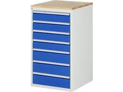 ladekast 1035x580x650mm 7laden cilinderslot RAL7035 RAL5010 beuken
