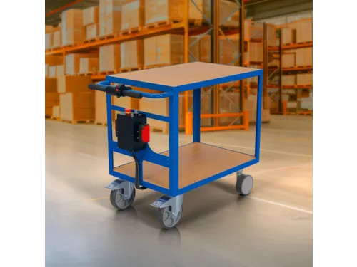 Elektrische tafelwagen,draagverm. 500kg,2xhouten plaat