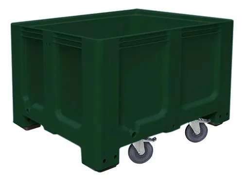 Stapelcontainer Pe 760x1200x1000mm 610 liter 4 Zwenkwielen Groen
