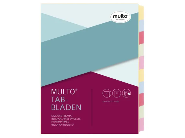Intercalaires Multo A4 23r blanc carton recyclé 160 grammes 10 divisi