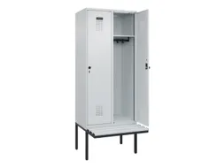 locker met bank,HxBxD 2120x800x815mm,2vak,vak B 400mm,draaigrendel