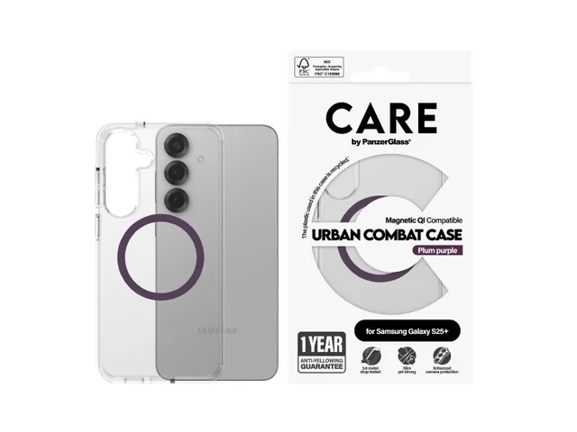 PanzerGlass CARE by Urban Combat Case Transparent w. Plum Purple