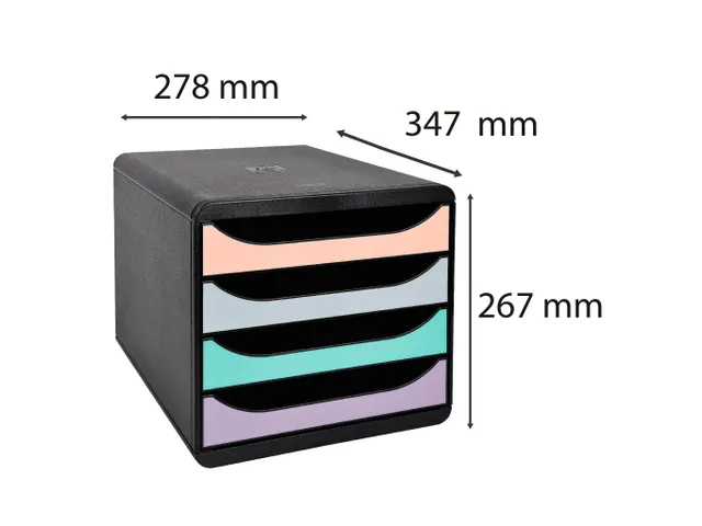 Module de classement Big Box 4 tiroirs Aquarel - Couleurs assorties