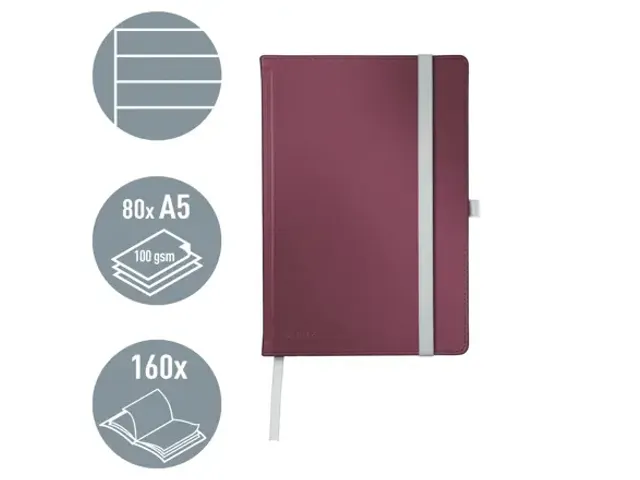 Carnet de notes Leitz Style A5 ligné 160 pages 100g rouge