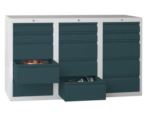 ladekast HxBxD 900x1500x500mm 15laden RAL7035 front RAL7016