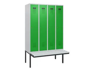 locker met bank,HxBxD 1950x1200x815mm,4vak,vak B 300mm,cilinderslot - 2
