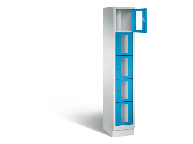 Lockerkast 1800x320x500mm 1x5 vakken Cilinderslot, Sokkel, RAL5012