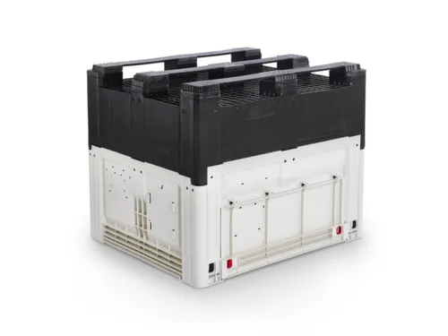Palletbox,HxLxB 805x1200x800mm,565l,PE,zwart/ivoorkleurig
