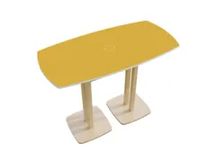 Tonvormige statafel Woody 110x114x75cm Geel Natuur 2 schotelvoeten