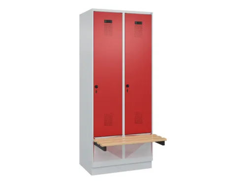 locker met bank,HxBxD 1950x800x815mm,2vak,vak B 400mm,draaigrendel