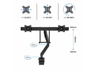 Monitorarm Fellowes Eppa voor 2 Schermen Crossbar Zilver - 11