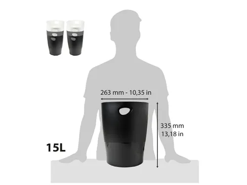 ECOBIN Office Papiermand 15 L assorti zwart/grijs