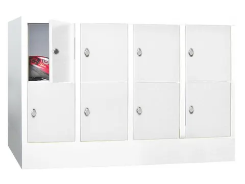 lockerkast,HxBxD 855x1200x500mm,4x2vakken,RAL7035,front RAL5010