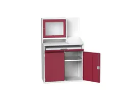 pc-kast monitorvak 1650x1050x550mm toetsenbordblad RAL7035+RAL3004