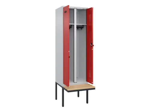locker met bank,voor scheiding van kleding,HxBxD 2120x600x815mm,2vak