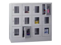 lockerkast,HxBxD 1187x1200x500mm,4x3vakken,RAL7035,front RAL7016