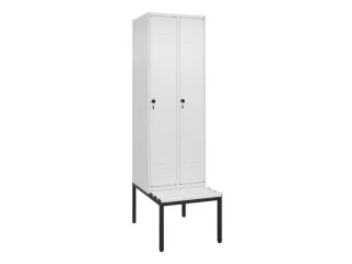 locker met bank,HxBxD 2120x600x815mm,2vak,vak B 300mm,draaigrendel - 1