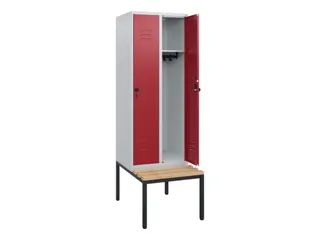 locker met bank,HxBxD 1950x600x815mm,2vak,vak B 300mm,draaigrendel - 2