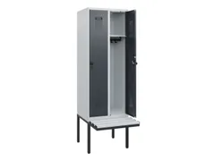 locker met bank,HxBxD 1950x600x815mm,2vak,vak B 300mm,draaigrendel
