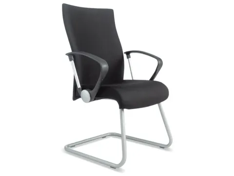 Bezoekersstoel,Vrijzwaaiend,M. Armleuningen,Zitting Stof Zwart