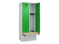 locker met bank,HxBxD 1950x800x815mm,2vak,vak B 400mm,draaigrendel