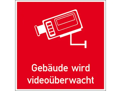 waarschuwingsetiket,Gebouw heeft videbewaking,PVC,rood/wit