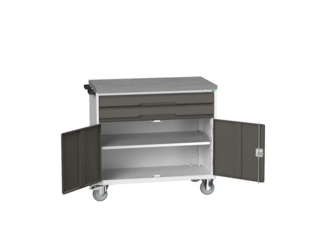 gereedschapswagen 980x1050x600mm linoleum 2 laden+kast RAL7035+RAL7016