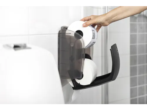 Toiletpapierdispenser Katrin systeemrol duo zwart 77519