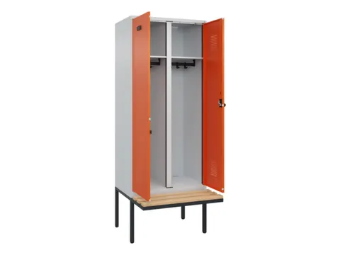locker met bank,voor scheiding van kleding,HxBxD 2120x800x815mm,2vak